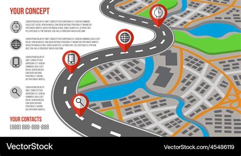 Road map city street signs 3d path highway plan Vector Image