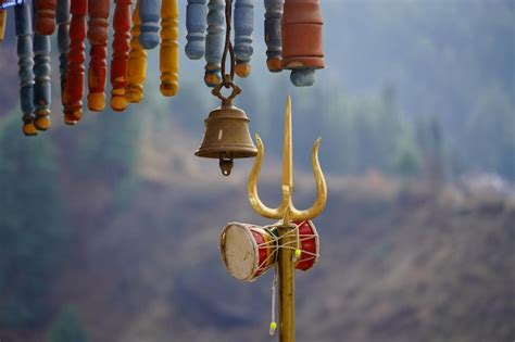 Premium Photo | Close view of shiva's trishul hindu god shiva symbol