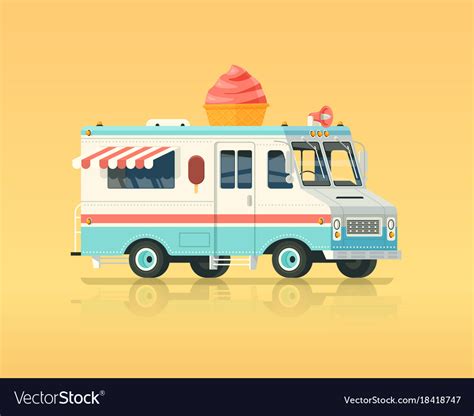 Colorful flat ice cream truck vintage Royalty Free Vector