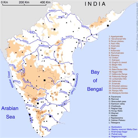 South India regions map - Maps of India