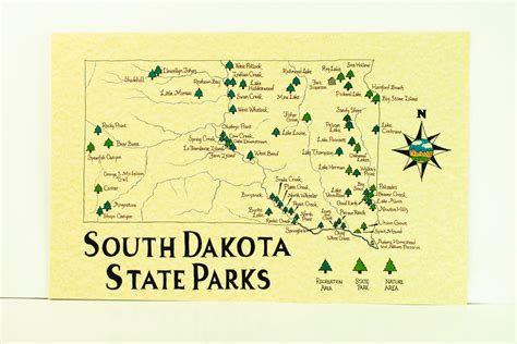 South Dakota State Parks Map 11x17 - Etsy