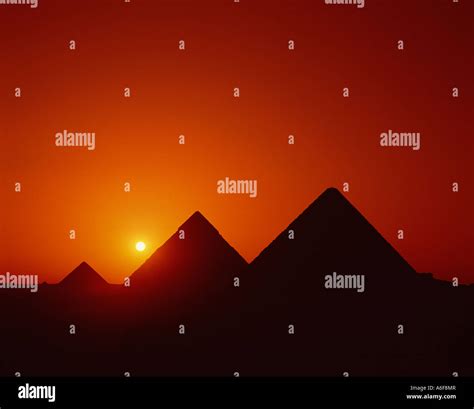 Egypt Cairo Giza The Great Pyramids Sunset Stock Photo - Alamy