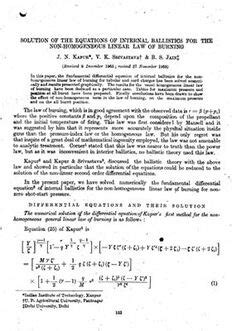 Solution of the equations of internal ballistics for the non ...