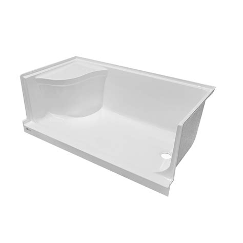 Fine Fixtures Single Threshold Acrylic Non-Slip Shower Base With Seat ...