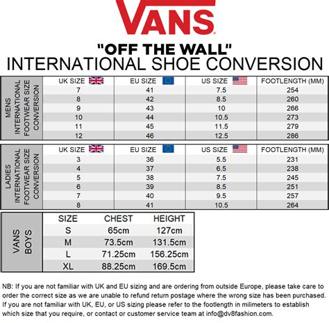 Vans Shoe Size Chart - vans youth shoe size chart - Godola - We ...