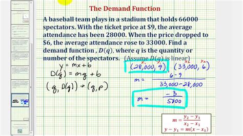 Ex: Determine a Linear Demand Function - YouTube