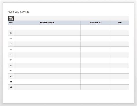 Task List Form Template