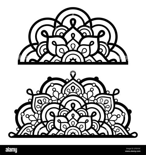 Half mandala vector art, Indian mehndi henna tattoo style design - yoga ...