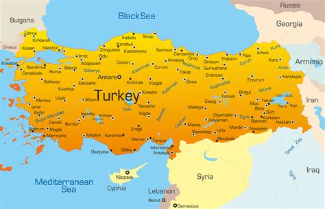 Turkey Map - Guide of the World