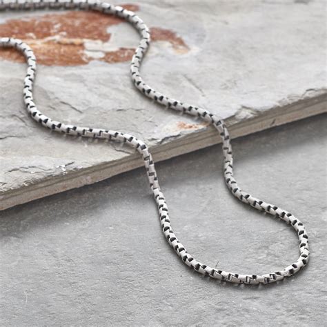 men's sterling silver box link chain necklace by hurleyburley man ...