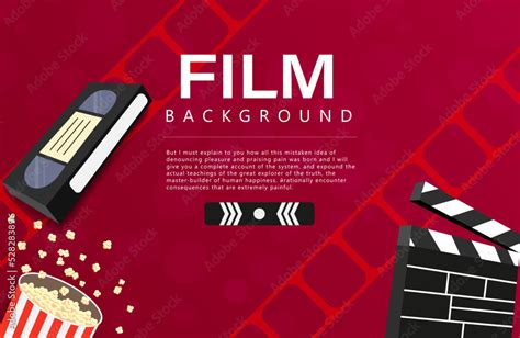 Movie banner design template. Cinema concept with popcorn, film strip ...