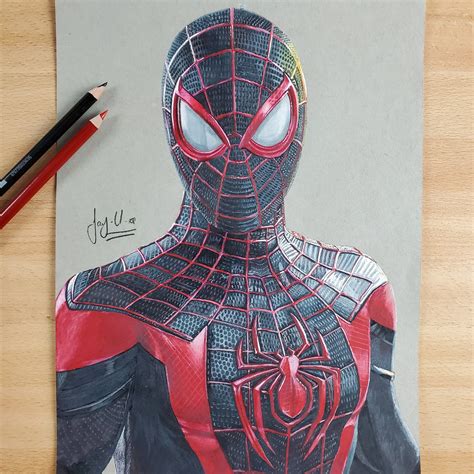 Spider-Man: Miles Morales Classic Suit Color Pencil Drawing ...