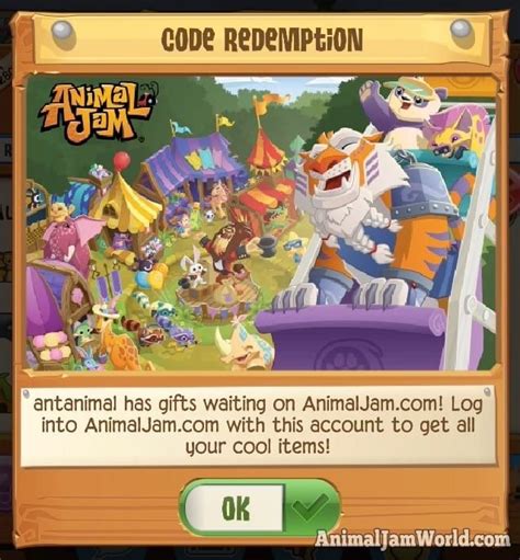 an animal jam card with the caption code redemption on it, which reads