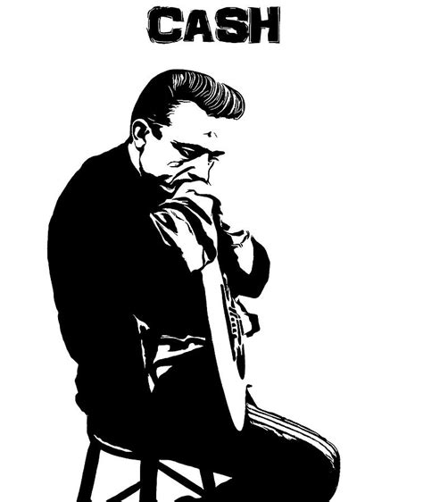 Johnny Cash Black And White Digital Art by Dan Sproul