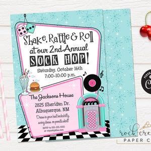 50's Sock Hop Party Invitation Printable File Diner | Etsy Printable ...