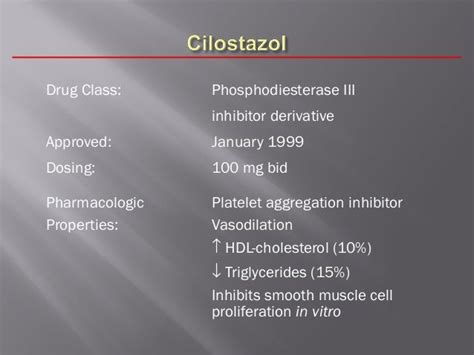 Cilostazol treatment intermittent claudication