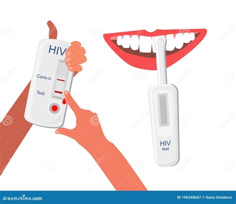 Express HIV Self-test Kit Illustration With Human Mouth.Hands Holding ...