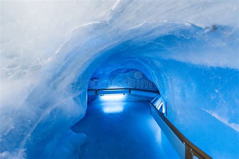 Glacier Cave Tunnel at Mount Titlis Stock Photo - Image of corridor ...