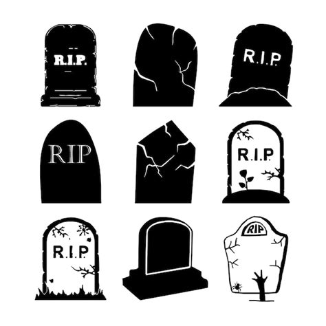 Premium Vector | Tombstone Silhouettes Set