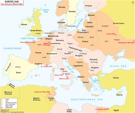 Europe 1945 and the Second World War Wall Map by Maps of World - MapSales