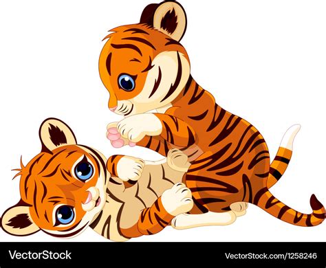 Cute playful tiger cub Royalty Free Vector Image