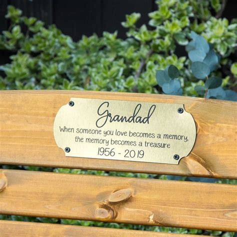 Memorial Personalised Garden Bench Plaque - The Laser Boutique Memorial ...