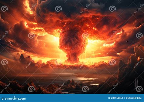 Nuclear Explosion with Clouded Clouds Stock Illustration - Illustration ...