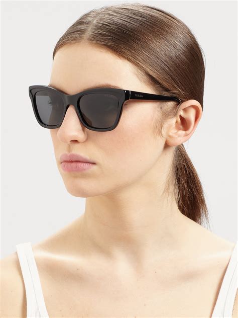 Prada Square Catseye Sunglasses in Black - Lyst