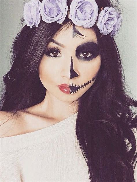 Cute Half Skeleton Makeup