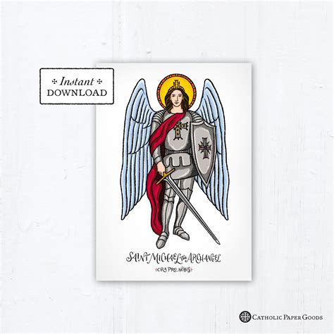 St. Michael the Archangel Prayer Card, Art Print, Instant Download, DIY ...