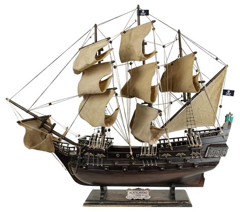 SAILINGSTORY Wooden Pirate Ship Model Black Pearl Model Ship Sailboat ...