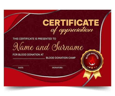 Premium Vector | Certificate of Appreciation for Blood Donation ...