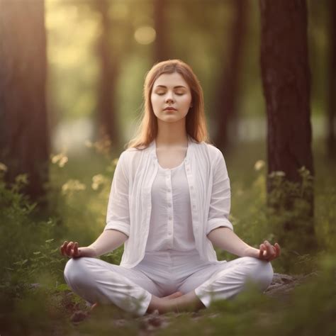 Premium AI Image | Meditation beautiful girl meditating in nature