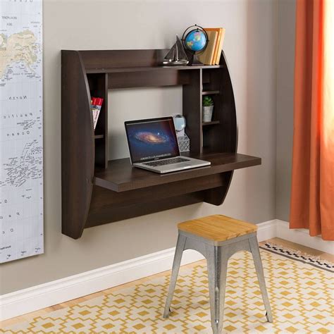 Wall Mount Space Saving Modern Laptop Computer Desk in Espresso | Home ...