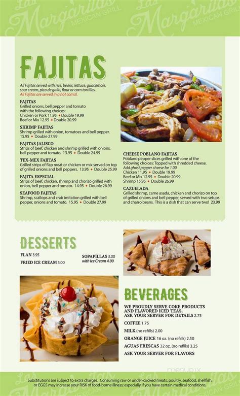 Menu of Las Margaritas Mexican Restaurant in Springdale, AR 72762