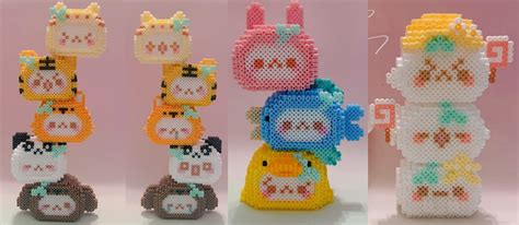 3D Perler Bead DIGITAL Pattern Tutorial Kawaii Stackable Animals ...