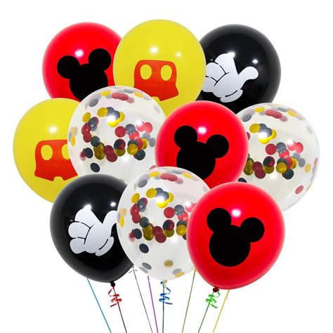 40 Pack Mickey Mouse Balloons, 12 Inch Latex Balloons Red Black Yellow ...