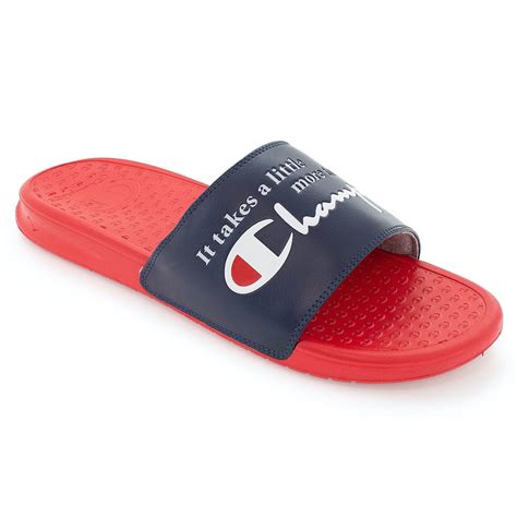 Champion Navy & Red Super Slides – Beyond Hype Premier Streetwear