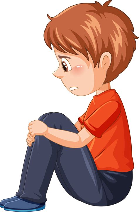 Side view of sad boy sitting carton character 13173901 Vector Art at ...