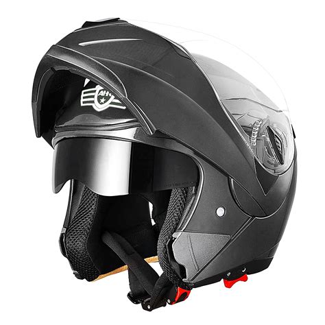 AHR Motorcycle Helmet Dual Visor Modular Flip up Full Face Helmet DOT ...