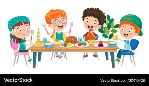 Children eating healthy food Royalty Free Vector Image