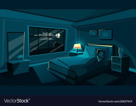 Cute young woman sleeping bedroom at night vector image on VectorStock ...