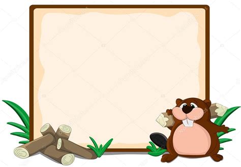 Cute cartoon framework with lags and beaver Stock Vector Image by ...