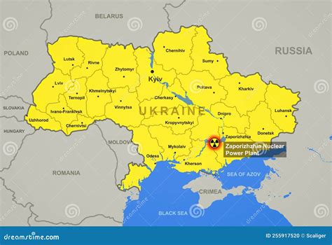 Zaporizhzhia Nuclear Power Plant on Ukraine Map with Cities and Regions ...