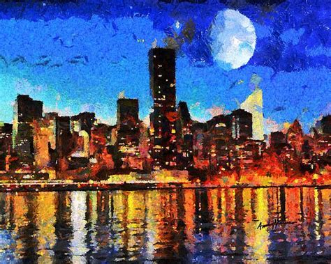 New York City at Night - Art by Anthony J. Caruso | Cityscape art, City ...