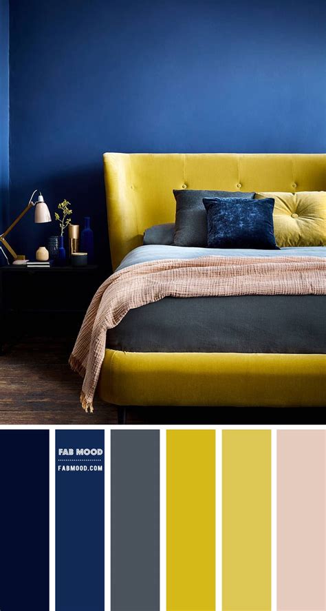 Navy Blue And Yellow Bedroom Colour Scheme Color Combo