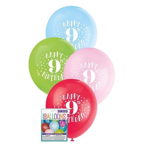 Christmas Shop Online - 30cm (12") Happy 9th Birthday Balloons ...