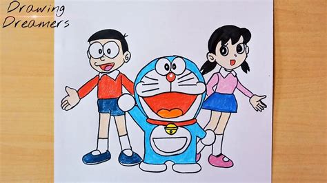 How To Draw Nobita Doraemon Shizuka Drawing Step By Step || Colour ...