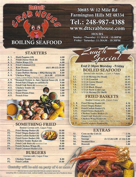 Online Menu of Detroit Crab House Restaurant, Farmington Hills ...