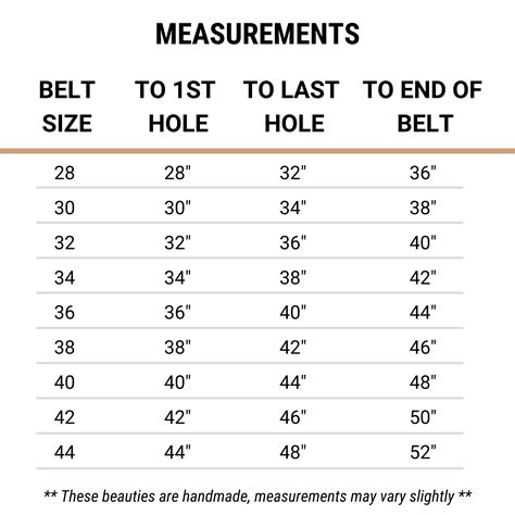 Belt Size Conversion Chart